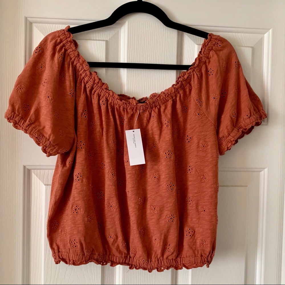 American Eagle Eyelet Crop Top - Burnt Orange